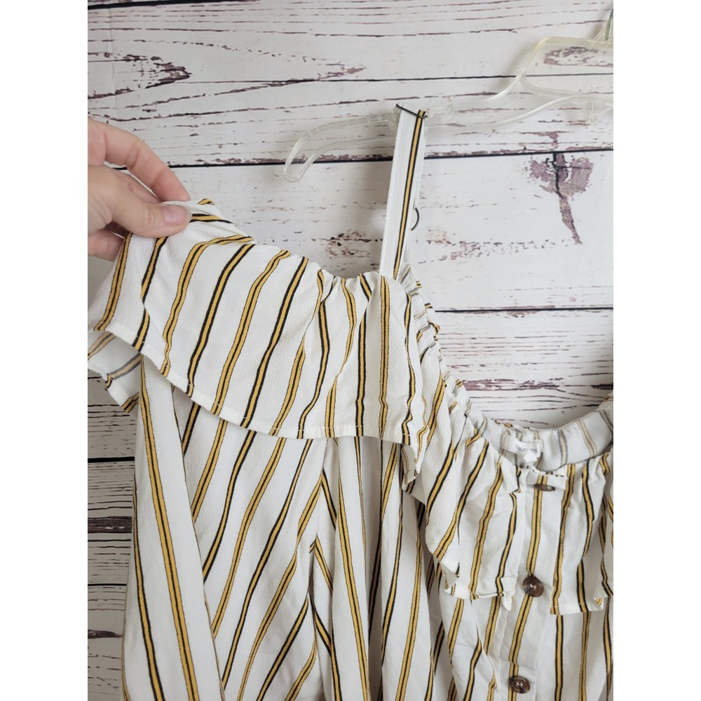 Maurices Cold Shoulder Blouse Boho Ruffle Striped Button Top White Plus Sz 3 - Picture 6 of 11